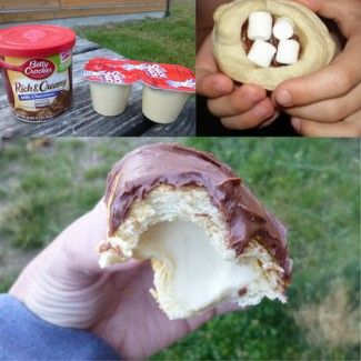 there are three pictures with different food items in the same photo and one has an ice cream sandwich