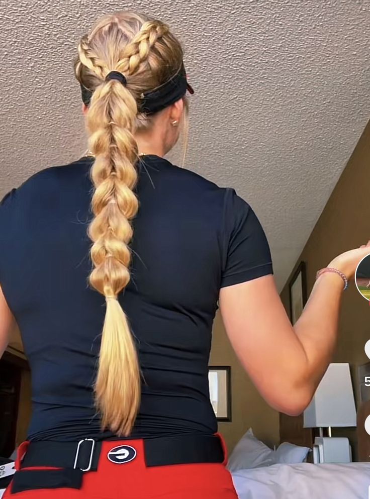 Tennis Hairstyles, Cute Volleyball Hairstyles, Running Hairstyles, Soccer Hairstyles, Soccer Hair, Track Hairstyles, Basketball Hairstyles, Softball Hairstyles, Track Meet