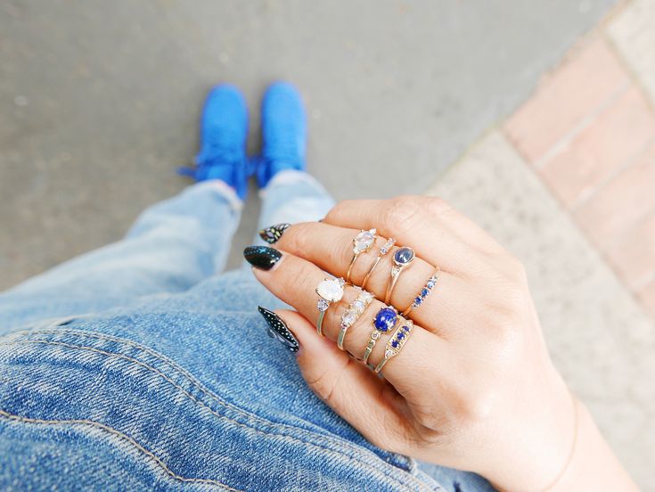 Riley Sapphire Ring, 5 stone gold ring, sapphire aquamarine ring, 14k gold sapphire ring, rainbow sapphire band Mr Goodbar, White Gold Sapphire Ring, Dainty Band, Bar Ring, Ocean Vibes, Ring Collection, Diamond Bar, Gold Choker, Aqua Marine