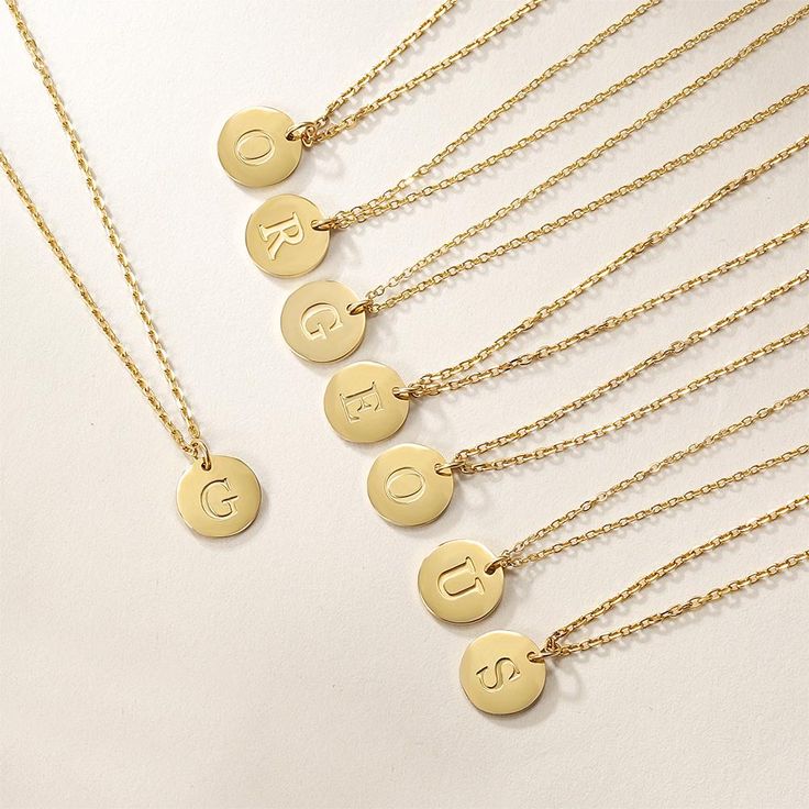 Gold Initial Charmy Necklace Double Sided Delicate Pendant Necklaces Fashion Gift #initial #necklace #pendant #dainty #jewelry Golden Chain, School Bags For Girls, Necklace Layering, Initial Pendant Necklace, Gemstone Stud Earrings, Disc Pendant, Gold Initial, Initial Charm, Opal Rings