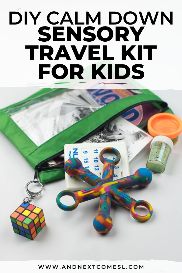 the diy travel calming kit for kids is packed with toys and other items to make it