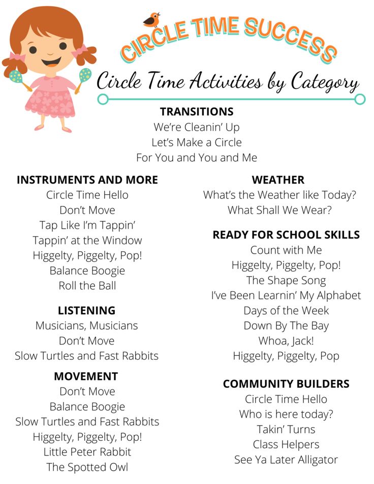 the circle time success checklist is shown in this printable version, which includes instructions for