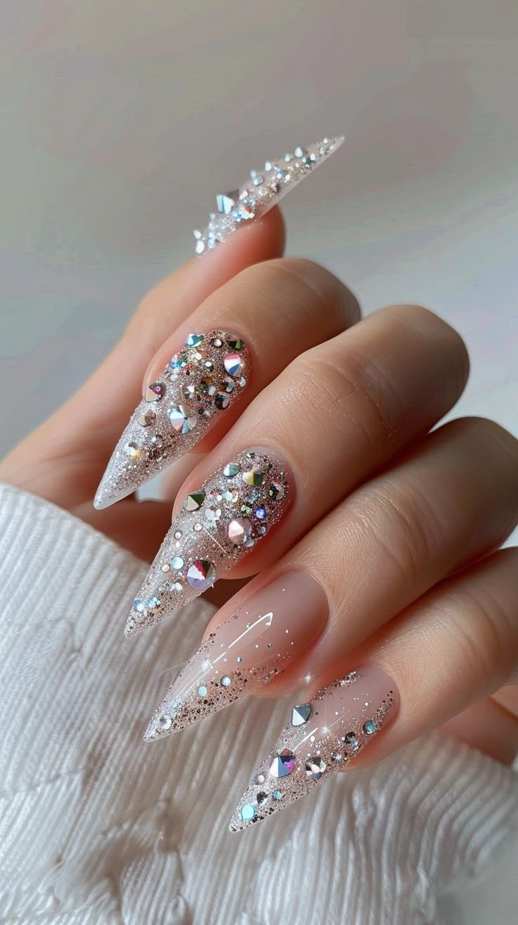 Bridal Nail Designs, Nail Nail Designs, Bridal Nail, Nail Jewels, Swarovski Nails, Nails Design With Rhinestones, Glam Nails, Nail Beauty, Crystal Nails