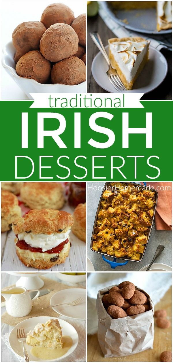 the cover of traditional irish desserts, with pictures of different foods and desserts