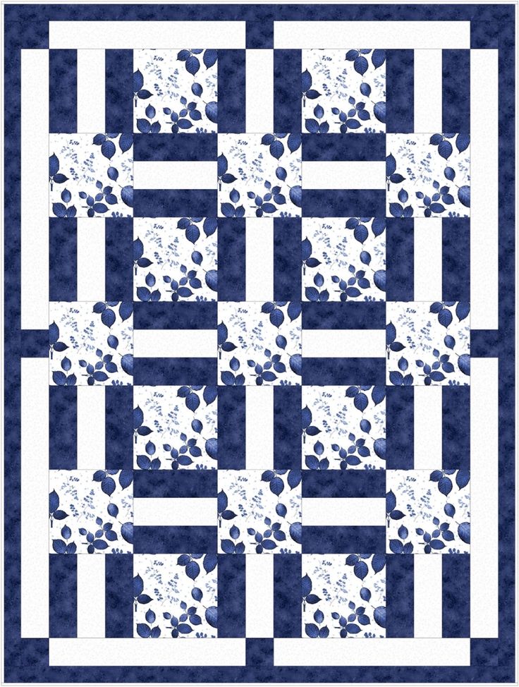 a blue and white quilt with stars on it