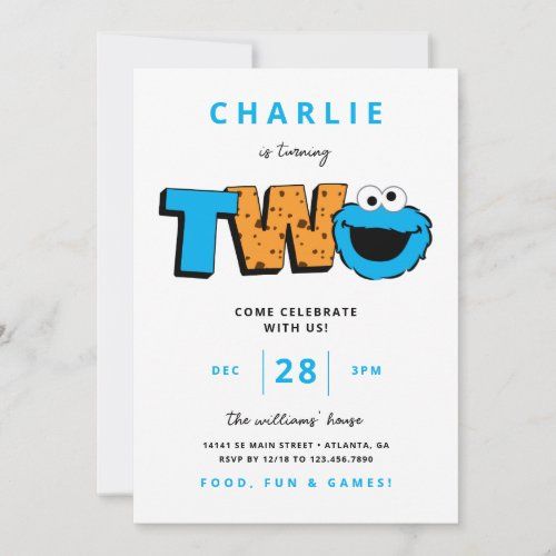 sesame the cookie monster birthday party card