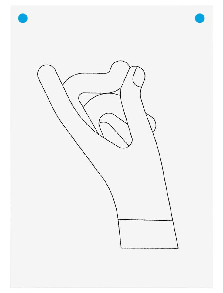 a line drawing of a hand holding something