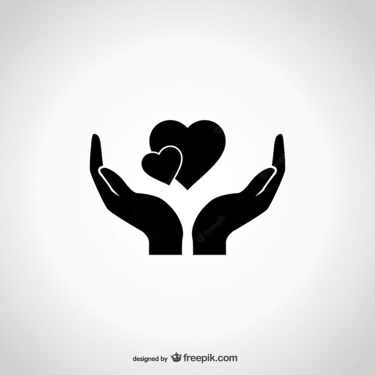 two hands holding a heart icon