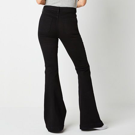 These high-rise flare-leg jeans effortlessly elongate your legs and complement your silhouette. Made from soft stretch-cotton denim with recycled fabric, and they have a button-zip fly and 5-pocket tailoring. Pair them with everything from a button-down and blazer to a t-shirt with heels.Features: Fly Front, Stretch FabricClosure Type: Button & ZipperPockets: 2 Back Slip Pockets, 2 Front Slip PocketsRise: High RiseFiber Content: 87% Cotton, 7% T400 Elasterell-P, 5% Recycled Cotton, 1% Lycra Spa… Casual High Rise Flares For Fall, Stretch High Rise Casual Flares, Stretch High-rise Casual Flares, Casual Stretch High Rise Flares, Casual Stretch High-rise Flares, Trendy Flared Hem Jeans For Fall, High Rise Cotton Flares For Fall, Black Cotton Flare Jeans, Casual High Waist Flares For Fall