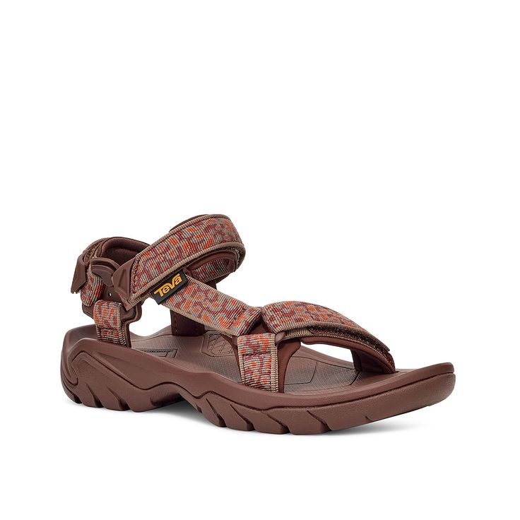 Teva-Terra Fi 5 Universal Sandal Hit an all-terrain active day with the Terra Fi 5 Universal sandal from Teva. This quick-drying pair sports a rugged Spider Rubber sole for slip-resistance, while the midsole provides added cushioning. Durable Brown Sport Sandals For Outdoor, Teva Sandals, Hiking Sandals, Sport Sandals, Colour Scheme, Auburn, Abstract Print, Me Too Shoes, Womens Sandals