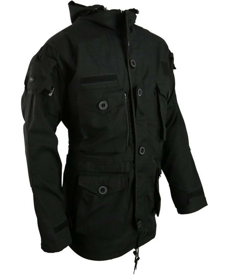 British Army Black Special Forces SAS Style Assault Hooded Smock Jacket Black Special Forces, Army Special Forces, Army Style, Army Fashion, Military Tactical, British Army, Mens Clothing Styles, Mens Coats, Motorcycle Jacket