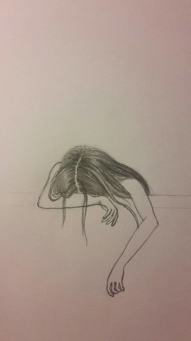 a pencil drawing of a woman bending over