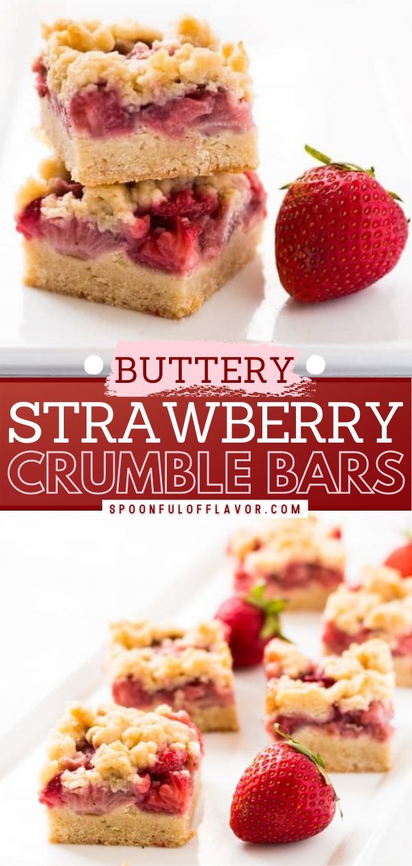 strawberry crumble bars stacked on top of each other