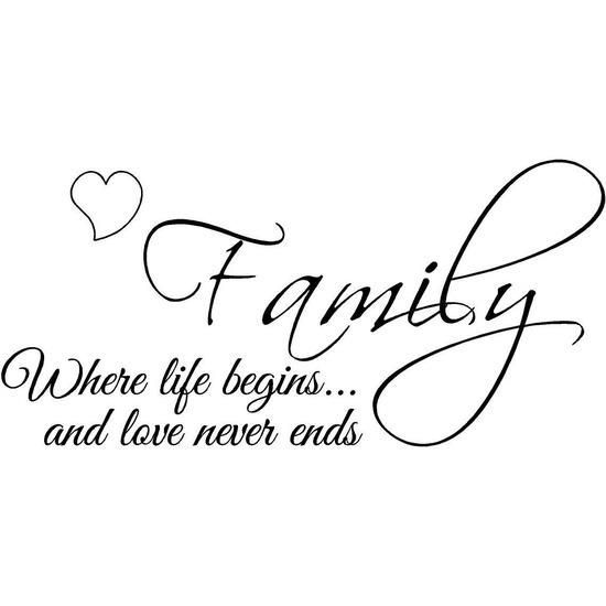 the words family written in cursive writing on a white background with a heart