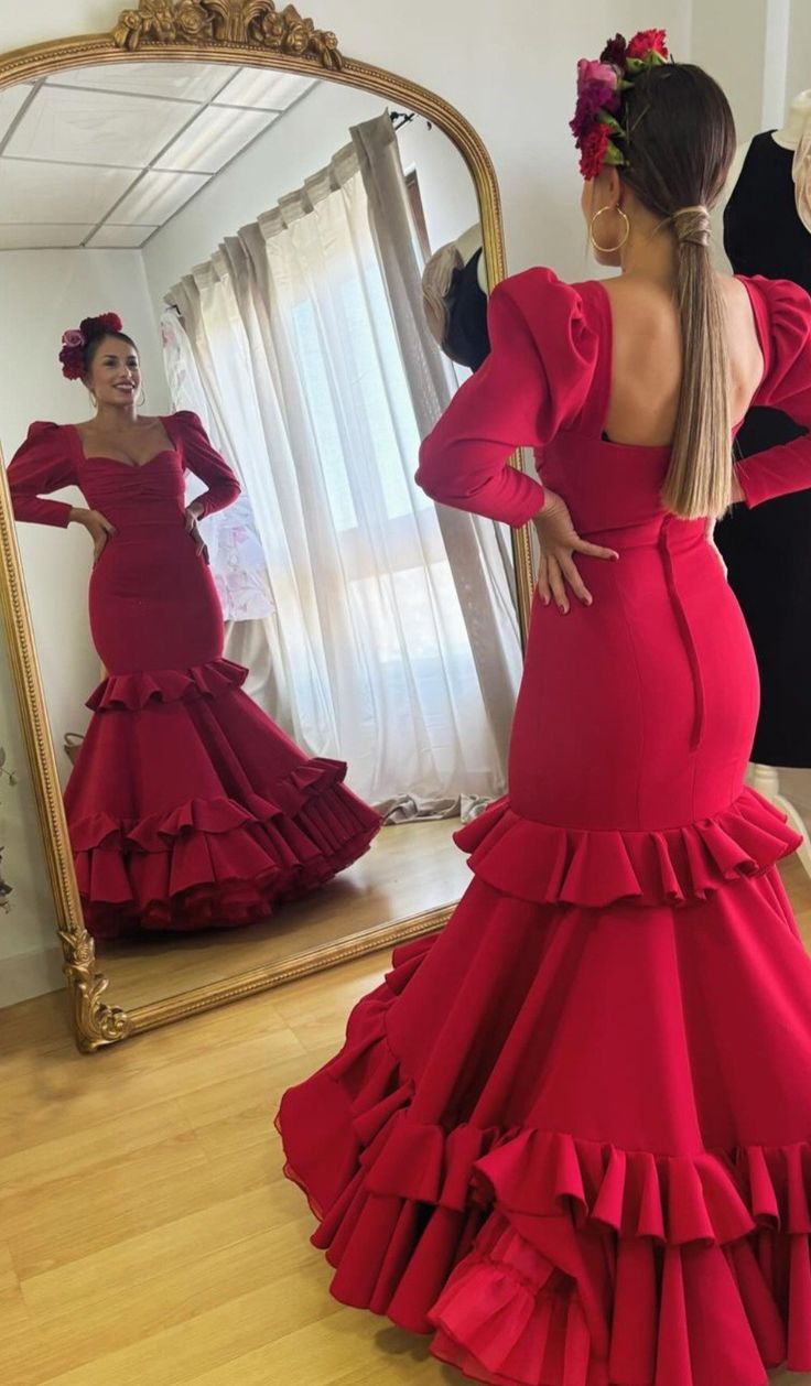 Flamenco Style Dress, Mexican Style Dresses, Bohemian Chic Weddings, Best Friend Match, Flamingo Dress, Big Dresses, Flamenco Dress, Elegant Party Dresses, Skating Dresses