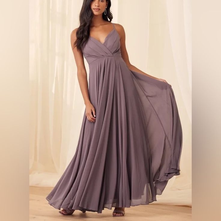 Deeper Than The Deep Blue Sea And The Grand Canyon Combined ... That's How Deep Our Love For The Lulus Depths Of My Love Light Purple Maxi Dress Is! Elegant Chiffon, In A Light And Dusty Purple Hue, Shapes A Triangle Bodice And Sultry V Neckline Supported By Crisscrossing, Adjustable Spaghetti Straps. The Fitted, Pintucked Waistline Accentuates Your Figure Before Flowing Into An Accordion Pleated Maxi Skirt. Hidden Back Zipper And Clasp. 100 Percent Polyester And Dry Clean Only. Size Medium Nwt Dusty Purple Bridesmaid Dresses Lulus, Bridesmaid Dresses Dusty Purple, Dusty Lavender Bridesmaid Dresses, Dusty Purple Wedding, Dusty Purple Bridesmaid Dresses, Mauve Bridesmaid Dresses, Dusty Purple Dress, Tangled Wedding, Mauve Bridesmaid