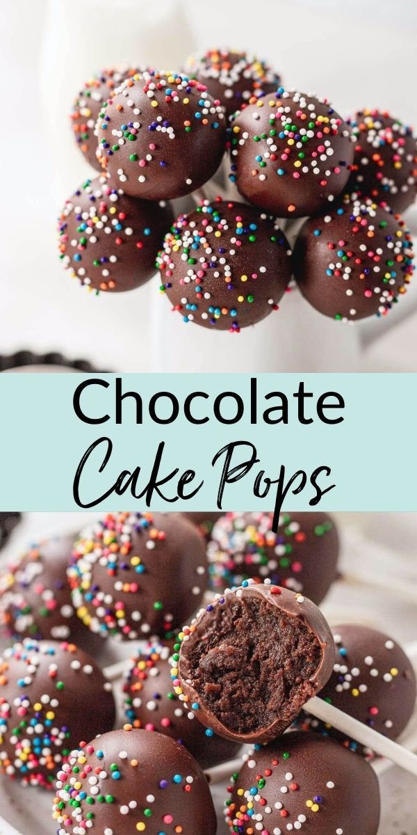 chocolate cake pops with sprinkles on top