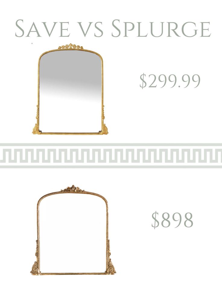 two mirrors with the same price for each one, both are gold and white in color