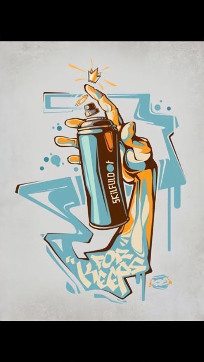 a painting of a hand holding a can of soda