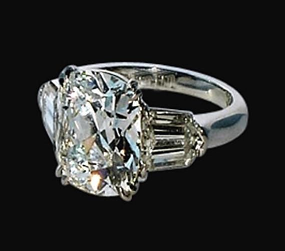 an oval and baguette cut diamond ring