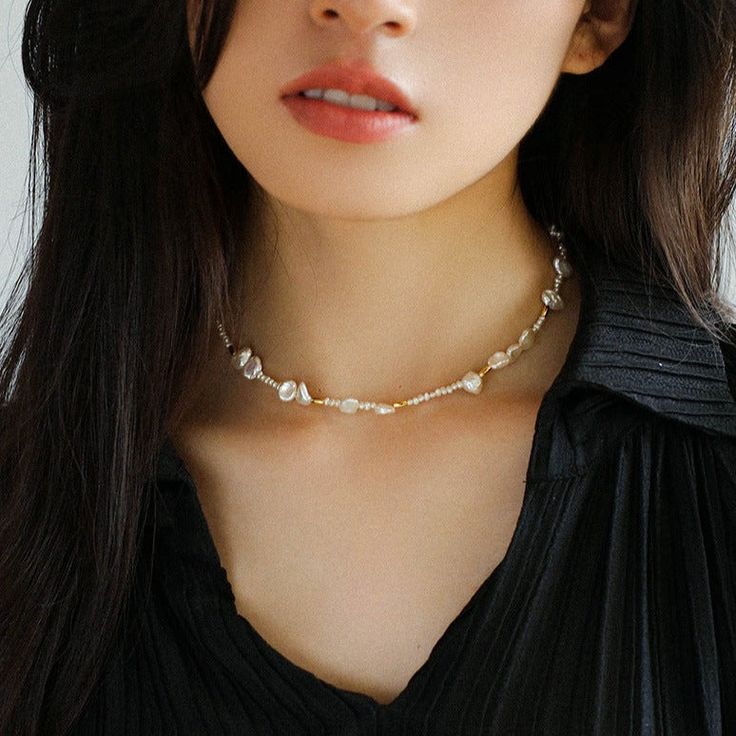 Versatile Splicing Style Broken Silver Asymmetric Freshwater Pearl Necklace – floysun Baroque Pearl Necklace, Oval Beads, Pearl Jewellery, Pearl Necklaces, Freshwater Pearl Necklace, Freshwater Pearl Necklaces, Swarovski Pearls, Recycled Gold, Keep Jewelry