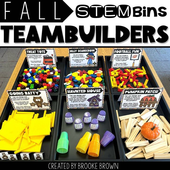 Fall STEM Bins Team Builders for Halloween and Thanksgiving K-5th Grade by Brooke Brown - Teach Outside the Box November Activities For 3rd Grade, Stem Bins 4th Grade, Stem Bins 3rd Grade, Storybook Stem, Fall Stem Activities, Race Games, Stem Bins, Brooke Brown, Elementary Stem