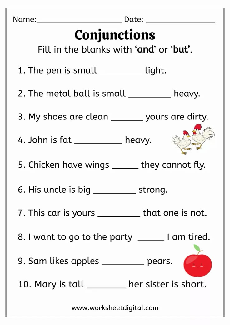 the worksheet for conjunctions with words and pictures to help students understand what they are