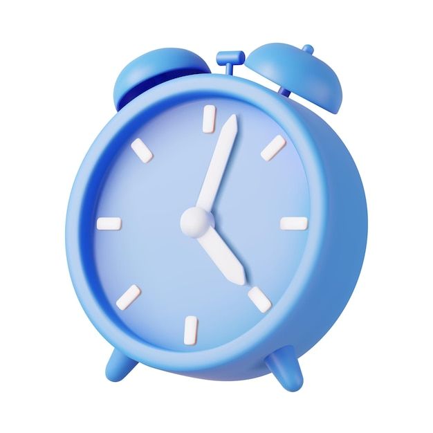 a blue alarm clock on a white background