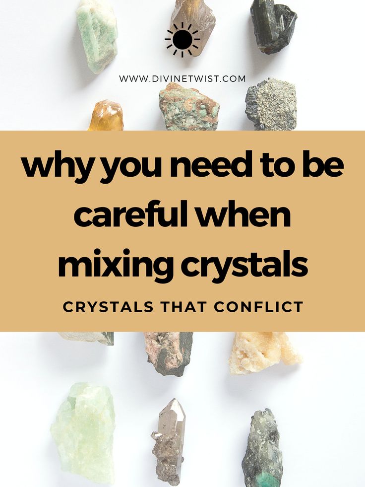 Combining crystals can be powerful, but make sure you aren't combining these ones. Chakra Crystals Charts, Energy Crystals Healing Stones, Conflicting Crystals, How To Display Crystals And Stones, Crystals For Cleansing, Crystal Combinations, Most Powerful Crystals, Crystals Healing Grids, Crystals For Healing