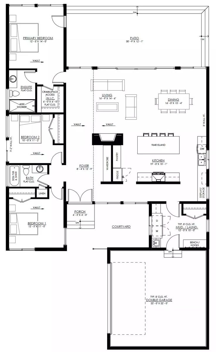 the floor plan for a two bedroom apartment with an attached kitchen and living room area