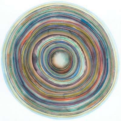 an image of a circle made out of different colored lines and circles on a white background