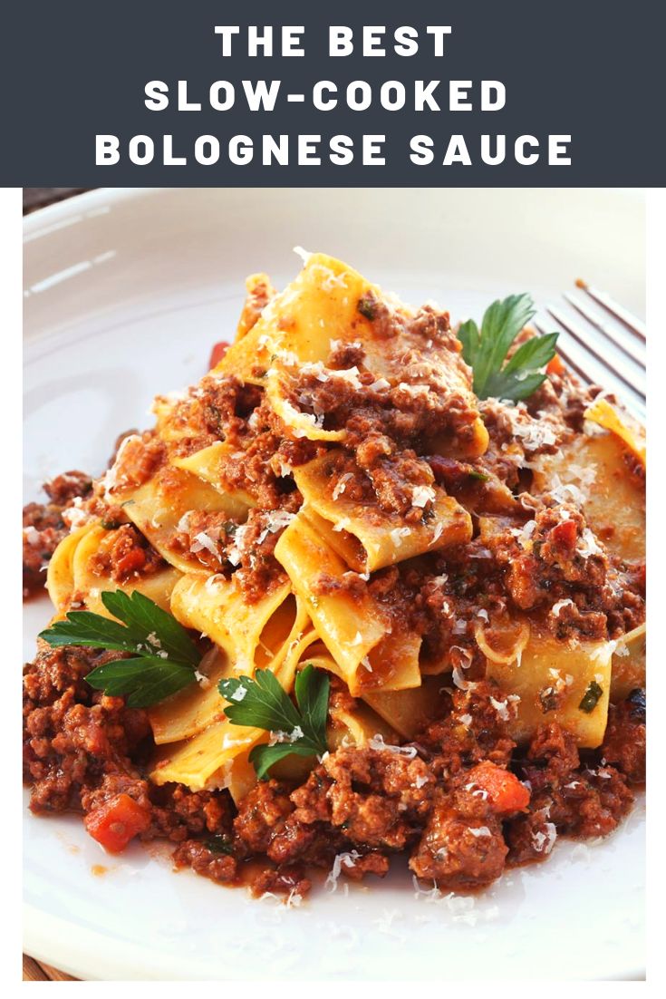 the best slow - cooked bologiane sauce is made with ground beef and cheese