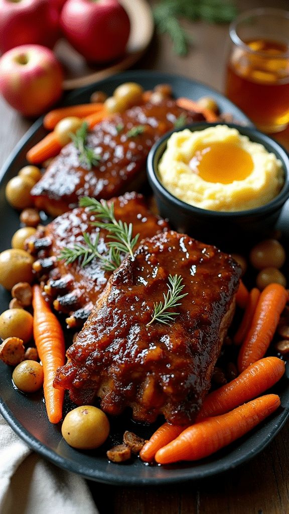 Apple Cider Braised Pork Ribs Braised Pork Ribs Recipe, German Pork Knuckle, Apple Cider Braised Pork, Pork Ribs In The Oven, Cider Braised Pork, Country Pork Ribs, Spareribs Recipe, Braised Pork Chops, Braised Pork Ribs