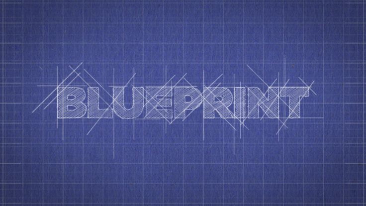 the word blueprint on a blue background