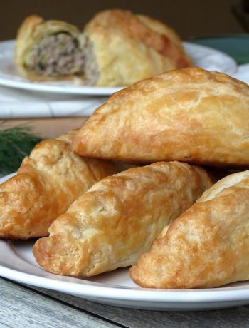 some pastries are on a white plate