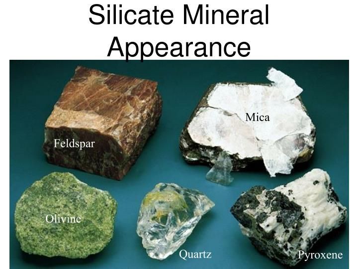 rocks with different types of minerals and names on the top one is called silicate mineral examples