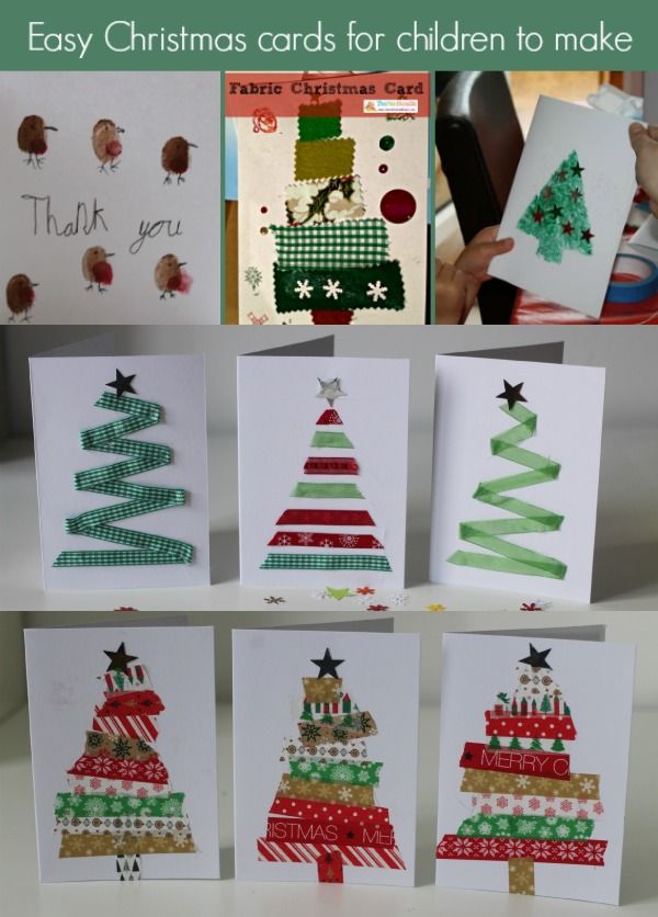 christmas cards for children to make with their own handmade trees and letters on them