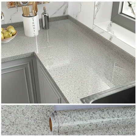 two pictures of the same counter top in different colors