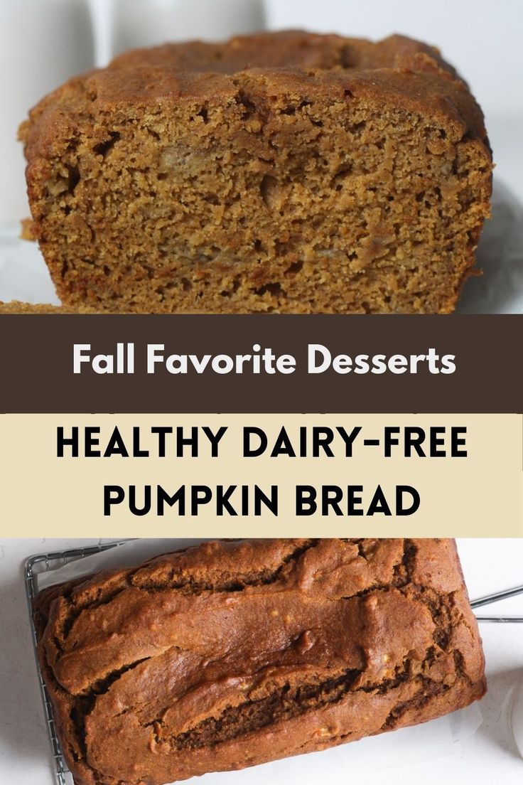 Dairy Free Pumpkin Bread Pumpkin Dairy Free Recipes, Easy Healthy Pumpkin Bread, Dairy Free Pumpkin Bread, Fall Favorite Desserts, Healthy Fall Desserts, Pumpkin Spices, Healthy Pumpkin Bread, Dairy Free Pumpkin, Quick Treats