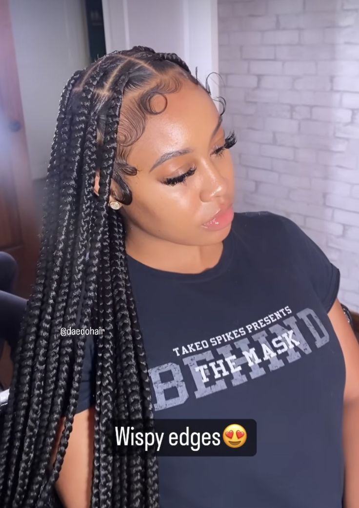 Peek A Boo Jumbo Knotless Braids, Jumbo Peekaboo Knotless, Big Part Braids, Large Knotless Box Braids Peak A Boo, Peekaboo Jumbo Knotless Braids, Large Braids For Black Women, Medium Large Braids, Big Box Braids Jumbo With Curly Ends, Large Braids