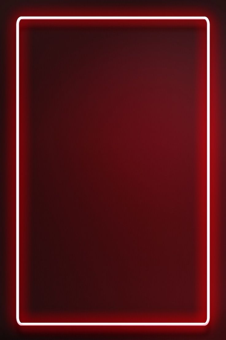 a square red neon frame on a dark background with room for your text or image