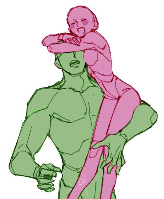 a drawing of a man holding a woman on his back