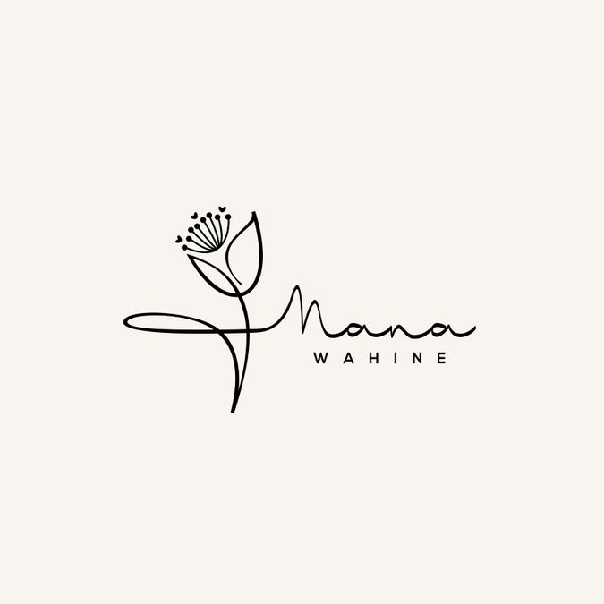 the logo for an online store called mama whine, with a single flower on it