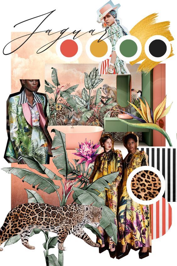 a collage with an image of two women and a leopard in front of them