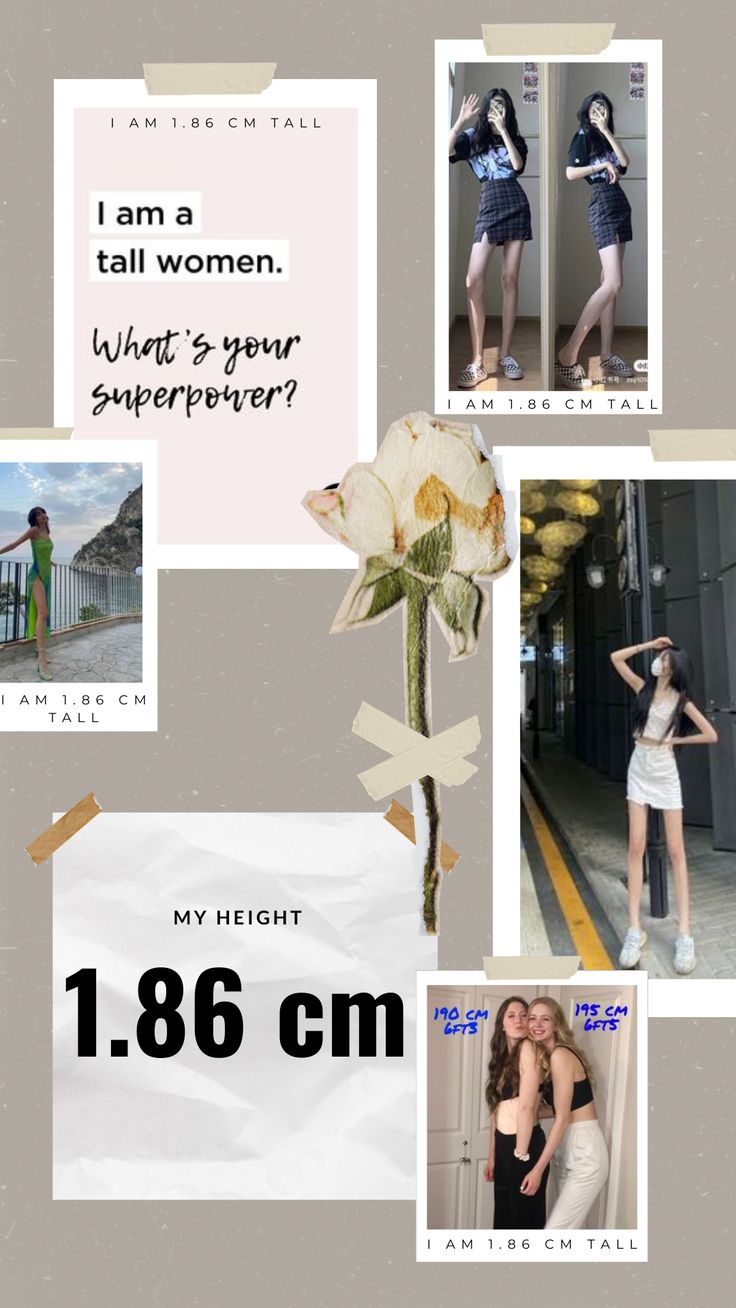 the collage has photos of women in different outfits and words on it that say, i am a tall woman what's your superperverterver?