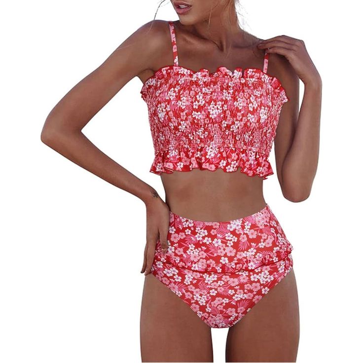 Ruffle Smocked Floral Bikini Size Small Nwt Adjustable And Removable Straps Built- In Padding Classy Cat Boutique Offers A Variety Of Clothing. We Can Bundle Anything Make Me An Offer, Prices Are Negotiable Amazon Sleeveless Swimwear For The Beach, Fitted Sleeveless Swimwear By Amazon, Red Ruched Swimwear For Beach Season, Amazon Fitted Beachwear Swimwear, Fitted Amazon Beachwear Swimwear, Red Ruffled Swimwear For Beach Season, Fitted Swimwear For Pool By Amazon, Amazon Fitted Swimwear For Pool, Fitted Amazon Swimwear For Pool