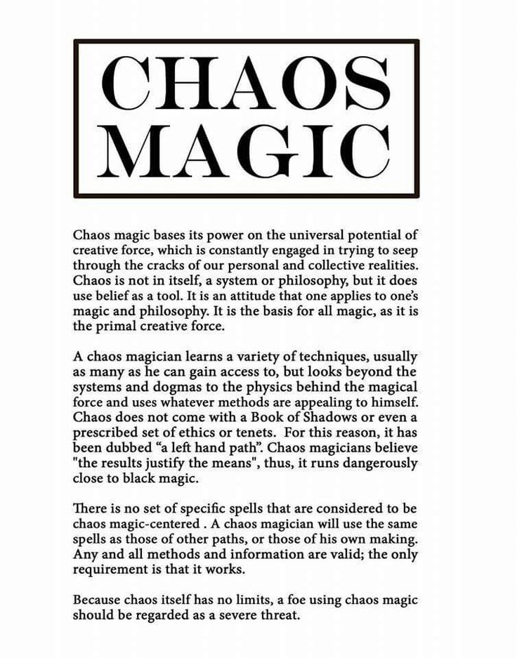 an article about chaos magic with black and white text