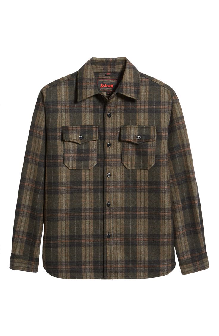 A hearty wool blend and classic plaid add rustic appeal to this midweight shirt-jacket that's great layered or on its own. 30" length; 46" chest (size Medium) Spread collar 50% wool, 50% polyester Dry clean Imported Wool Plaid, Jacket Style, Women's Plaid Shirt, Shirt Jacket, Wool Blend, Button Up Shirts, Button Up, Nordstrom, Plaid