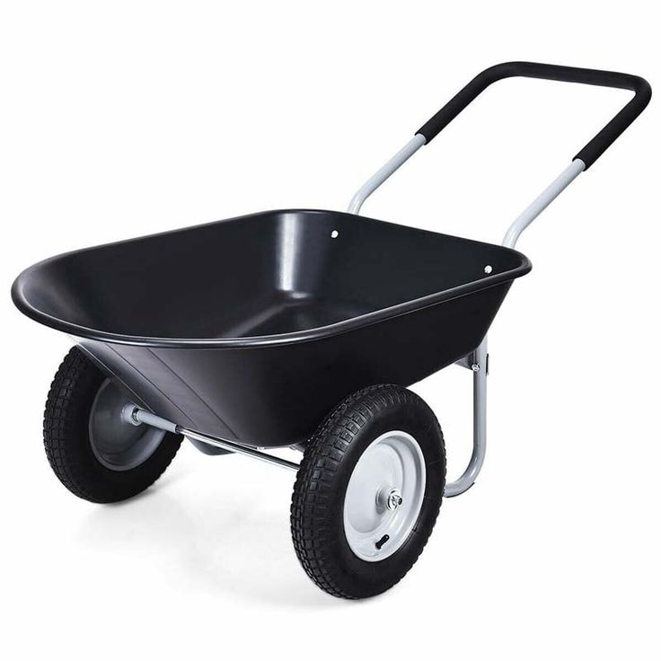 a black wheelbarrow is shown on a white background