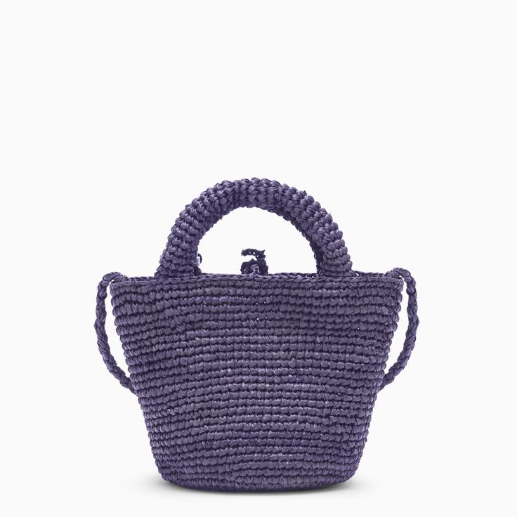 Lavender-coloured raffia mini bag by Manebí featuring two top handles, a shoulder strap, a drawstring fastening and a leather palm tree logo lettering tag.100% Raffia / Calf leather details Vacation Bags With Rolled Top Handles, Purple Shoulder Bag With Braided Handles, Purple Shoulder Bag With Braided Handles For Shopping, Purple Tote Bag With Braided Handles, Purple Bucket Bag For Travel, Purple Summer Shoulder Bag For Shopping, Purple Shoulder Bag For Summer Shopping, Purple Bucket Bag With Adjustable Strap, Purple Tote Shoulder Bag With Braided Handles